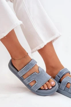 Boto Klapki Na Platformie|Klapki Damskie Klasyczne*Klapki Damskie Ze Zdobieniem Na Platformie e Delyna Niebieski