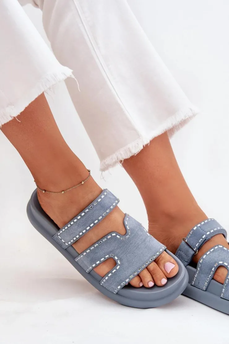 Boto Klapki Na Platformie|Klapki Damskie Klasyczne*Klapki Damskie Ze Zdobieniem Na Platformie e Delyna Niebieski