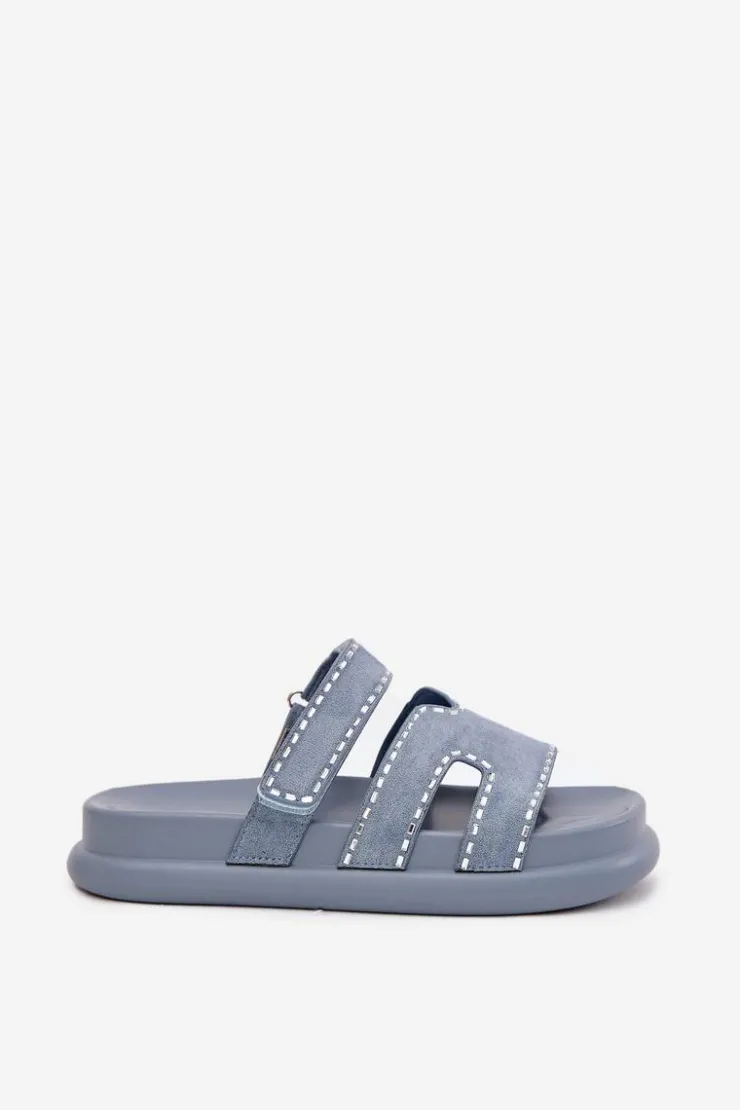 Boto Klapki Na Platformie|Klapki Damskie Klasyczne*Klapki Damskie Ze Zdobieniem Na Platformie e Delyna Niebieski