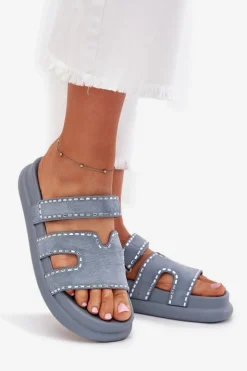 Boto Klapki Na Platformie|Klapki Damskie Klasyczne*Klapki Damskie Ze Zdobieniem Na Platformie e Delyna Niebieski