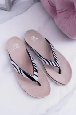 Damskie Boto Klapki Japonki Na Korku Lu Boo Zebra