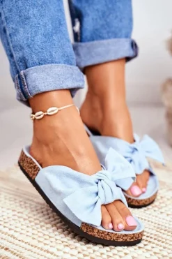 Clearance Boto Klapki Na Korkowej Podeszwie Błękitne Wendy