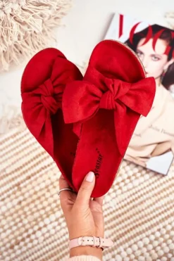 Damskie Boto Klapki Na Korkowej Podeszwie Czerwone Wendy