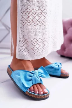 Boto Klapki Korkowe|Klapki Damskie Klasyczne*Klapki Na Korkowej Podeszwie Niebieskie Wendy