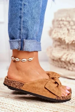 Damskie Boto Klapki Na Korkowej Podeszwie Camel Wendy