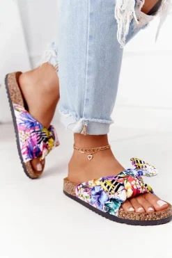 Boto Klapki Korkowe|Klapki Damskie Klasyczne*Klapki Na Korkowej Podeszwie Białe W Kwiaty Wendy