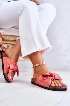 Damskie Boto Klapki Na Korkowej Podeszwie Koralowe Wendy