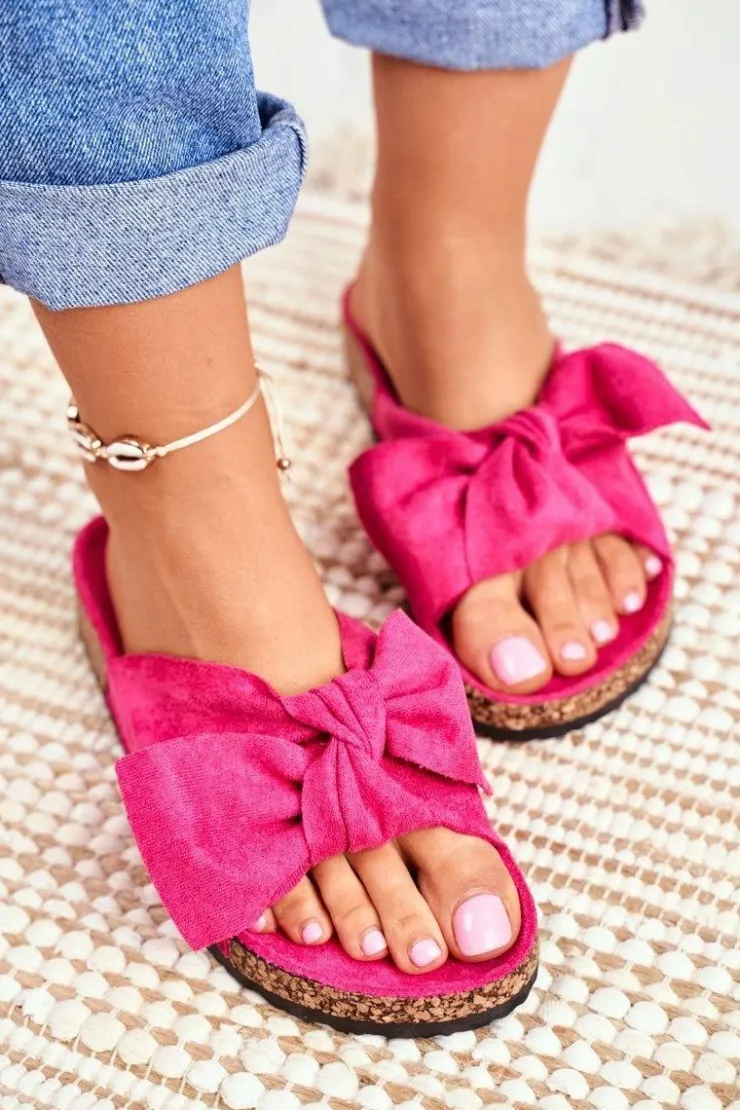 Damskie Boto Klapki Na Korkowej Podeszwie Fuksja Wendy