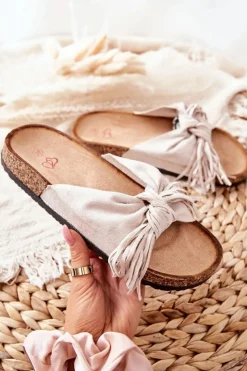 Best Boto Klapki Na Korkowej Podeszwie Beżowe Taryne