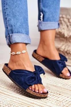 Boto Klapki Korkowe|Klapki Damskie Klasyczne*Klapki Na Korkowej Podeszwie Granatowe Wendy