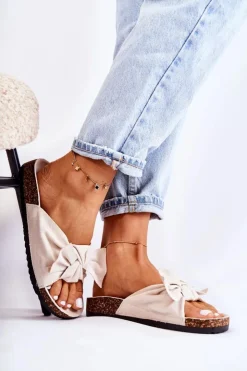 Boto Klapki Na Korkowej Podeszwie Alabastrowe Wendy