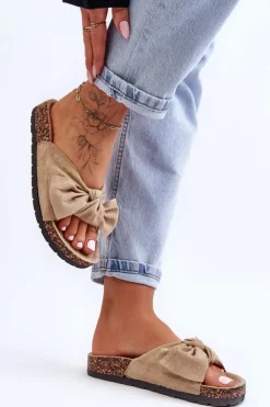 Damskie Boto Klapki Na Korkowej Podeszwie Jasnobeżowe Wendy