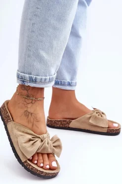 Damskie Boto Klapki Na Korkowej Podeszwie Jasnobeżowe Wendy