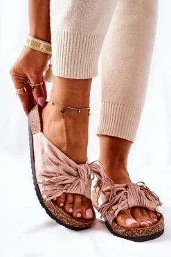 Boto Klapki Korkowe|Klapki Damskie Klasyczne*Klapki Na Korkowej Podeszwie Różowe Taryne