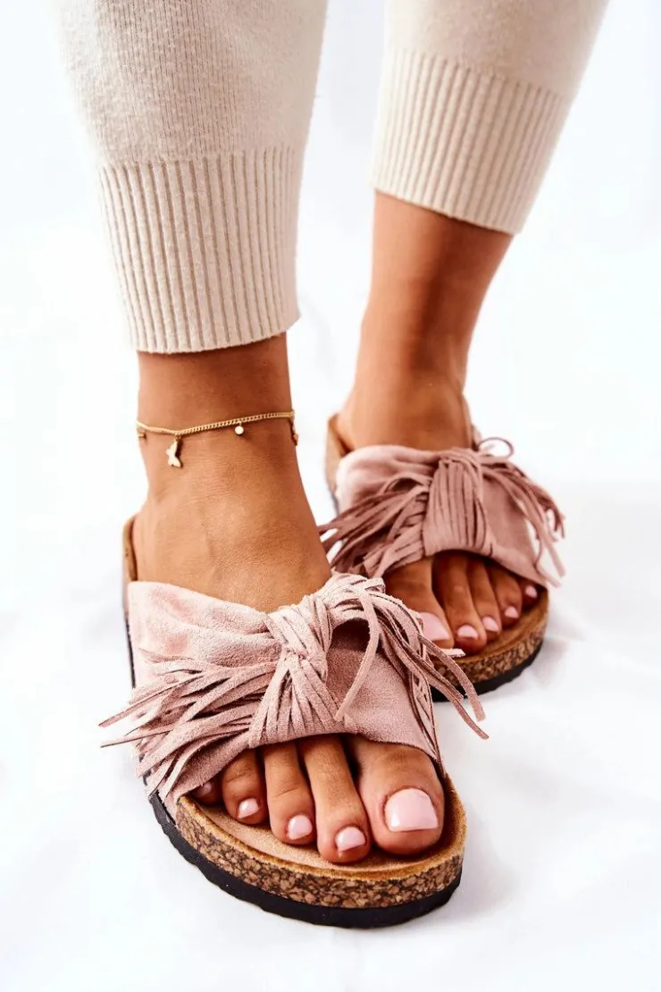 Boto Klapki Korkowe|Klapki Damskie Klasyczne*Klapki Na Korkowej Podeszwie Różowe Taryne