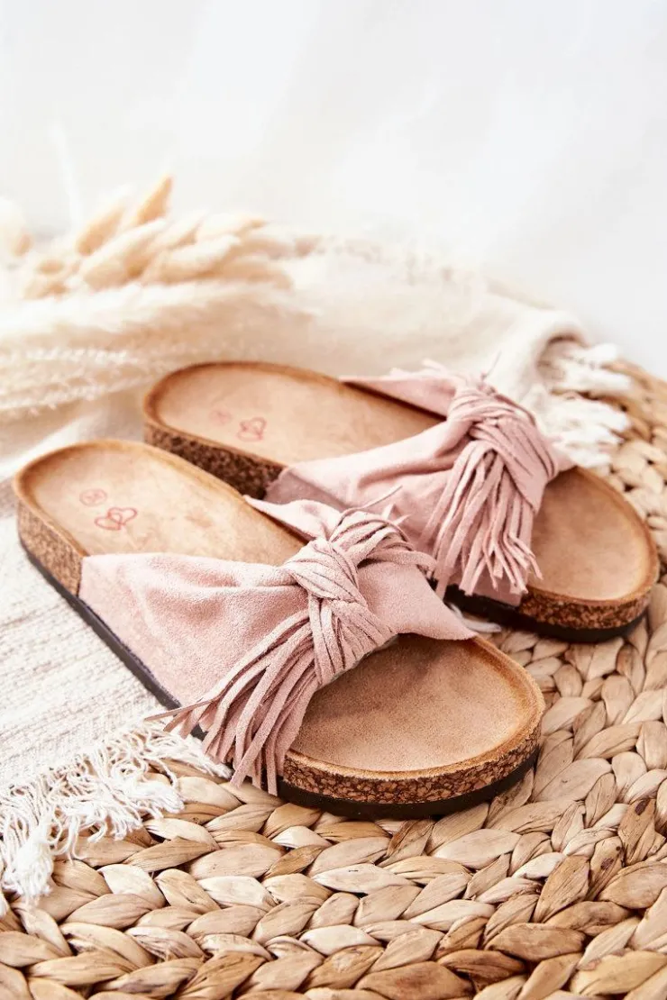 Boto Klapki Korkowe|Klapki Damskie Klasyczne*Klapki Na Korkowej Podeszwie Różowe Taryne