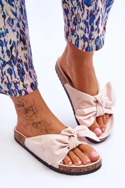 Outlet Boto Klapki Na Korkowej Podeszwie Beżowe Wendy