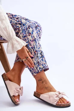 Outlet Boto Klapki Na Korkowej Podeszwie Beżowe Wendy