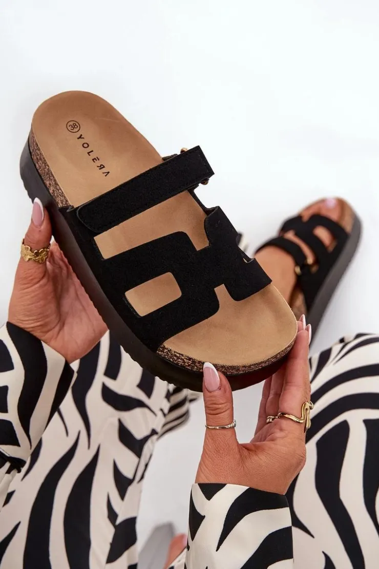 Damskie Boto Klapki Na Masywnej Platformie Czarne Daldiva