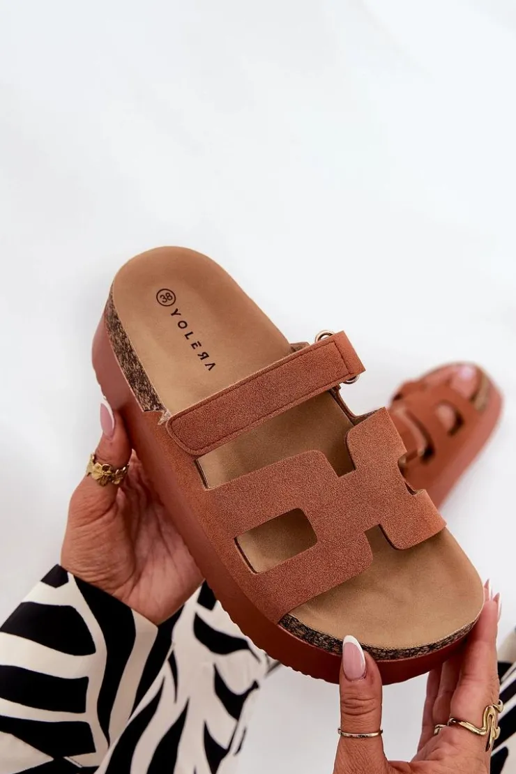 Clearance Boto Klapki Na Masywnej Platformie Camel Daldiva