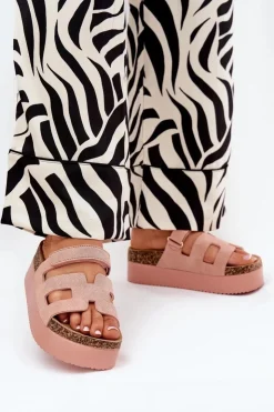 Boto Klapki Korkowe|Klapki Na Platformie*Klapki Na Masywnej Platformie Różowe Daldiva