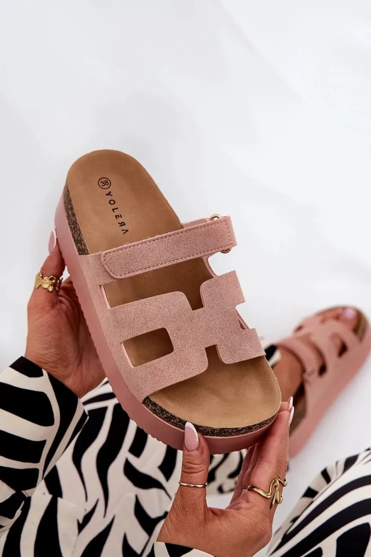 Boto Klapki Korkowe|Klapki Na Platformie*Klapki Na Masywnej Platformie Różowe Daldiva