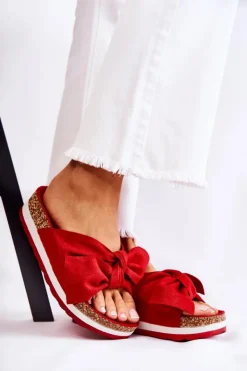 Best Boto Klapki Na Platformie Czerwone So Comfy