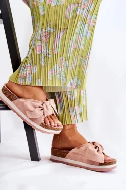 Damskie Boto Klapki Na Platformie Różowe So Comfy