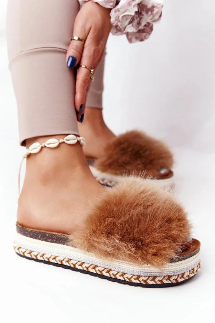 Boto Klapki Z Futerkiem|Klapki Na Platformie*Klapki Na Platformie z Futerkiem Camel Adventure