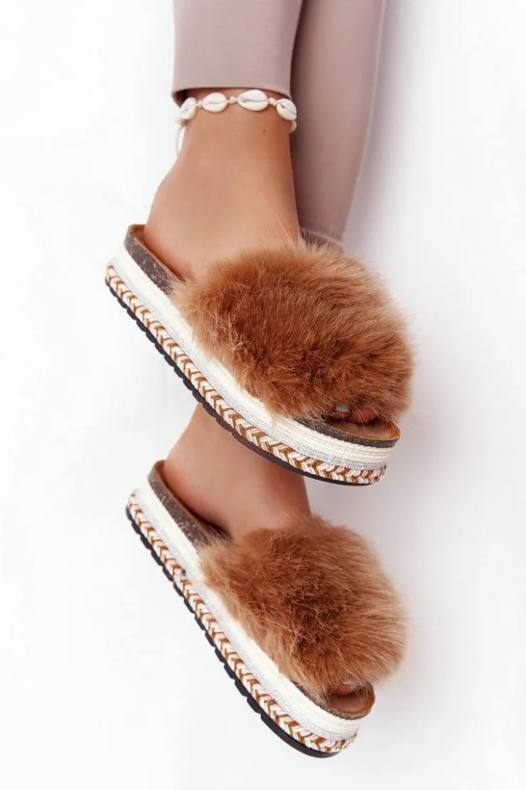 Boto Klapki Z Futerkiem|Klapki Na Platformie*Klapki Na Platformie z Futerkiem Camel Adventure