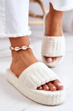 Boto Klapki Papcie Na Platformie Jasnobeżowe Lilly