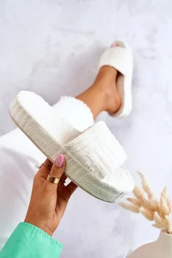 Boto Klapki Papcie Na Platformie Jasnobeżowe Lilly