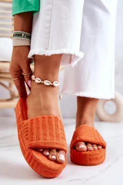 Boto Kapcie Klasyczne|Klapki Na Platformie*Klapki Papcie Na Platformie Pomarańczowe Lilly