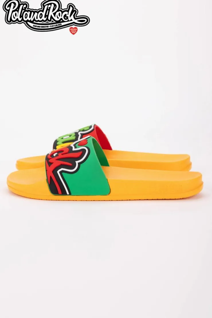 Damskie Big Star Shoes Klapki Pol'and'Rock Festival X Big Star SS174507 Żółte