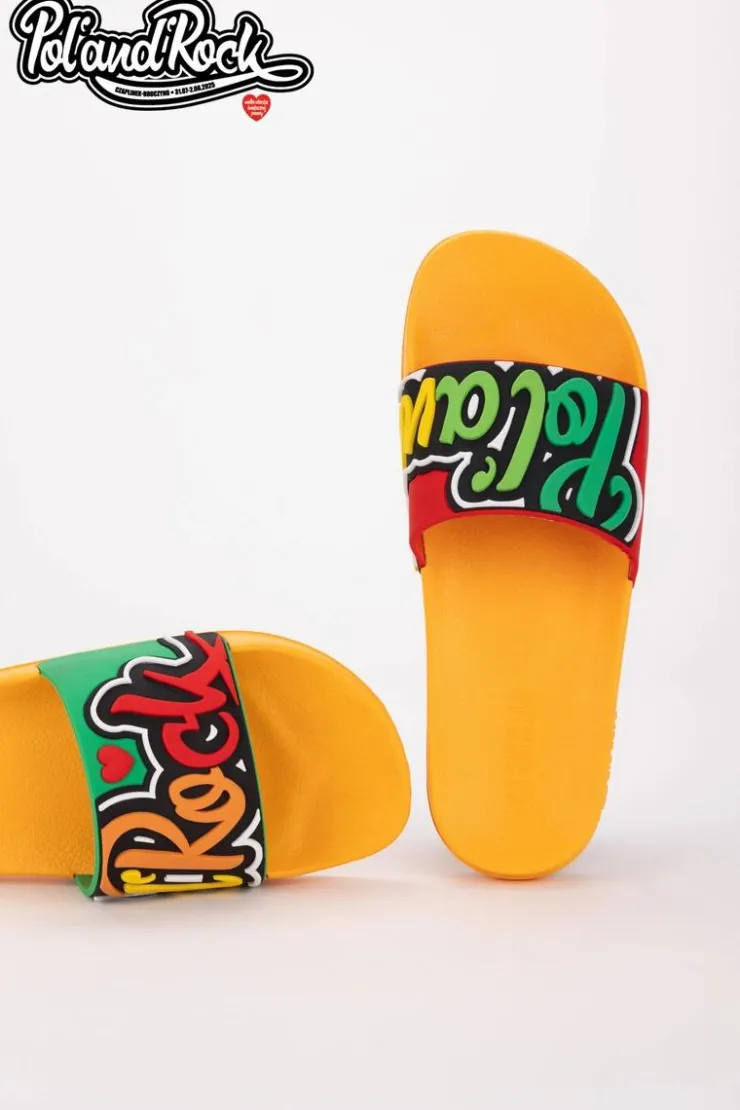 Damskie Big Star Shoes Klapki Pol'and'Rock Festival X Big Star SS174507 Żółte