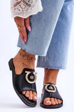 Damskie buty S.Barski Klapki Damskie Klasyczne*Klapki Skórzane Comfort Shoes S.Barski KV-2775-32 Czarne