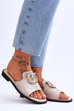 Damskie Damskie buty S.Barski Klapki Skórzane Comfort Shoes S.Barski KV-2775-32 Nude