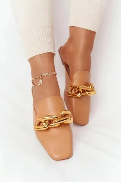 Damskie Boto Klapki Z Cholewką I Łańcuchem Camel Call On Me
