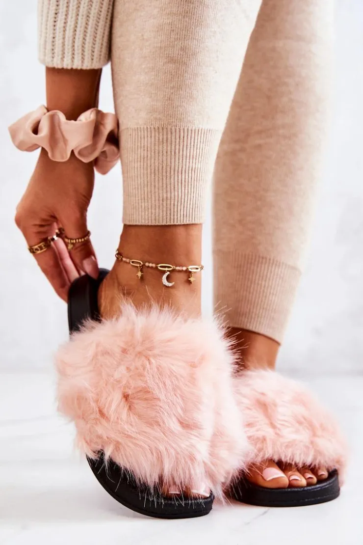 Clearance Boto Klapki Z Futerkiem Gumowe Jasnoróżowe Pollie