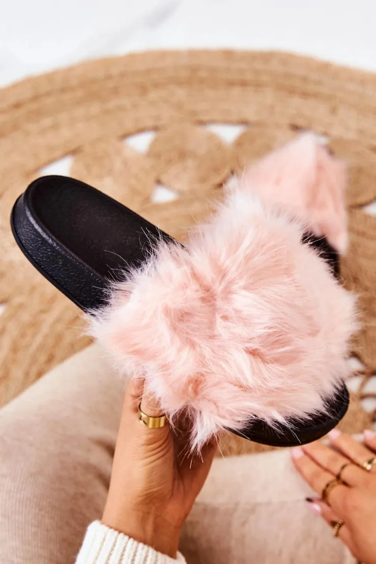 Clearance Boto Klapki Z Futerkiem Gumowe Jasnoróżowe Pollie