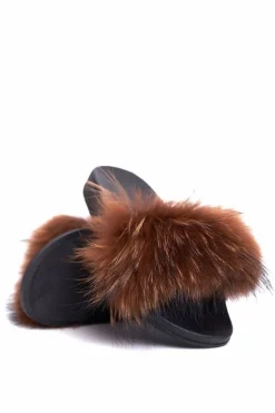 Boto Klapki Z Futerkiem|Klapki Damskie Klasyczne*Klapki Z Naturalnym Futerkiem Brązowe Elsa