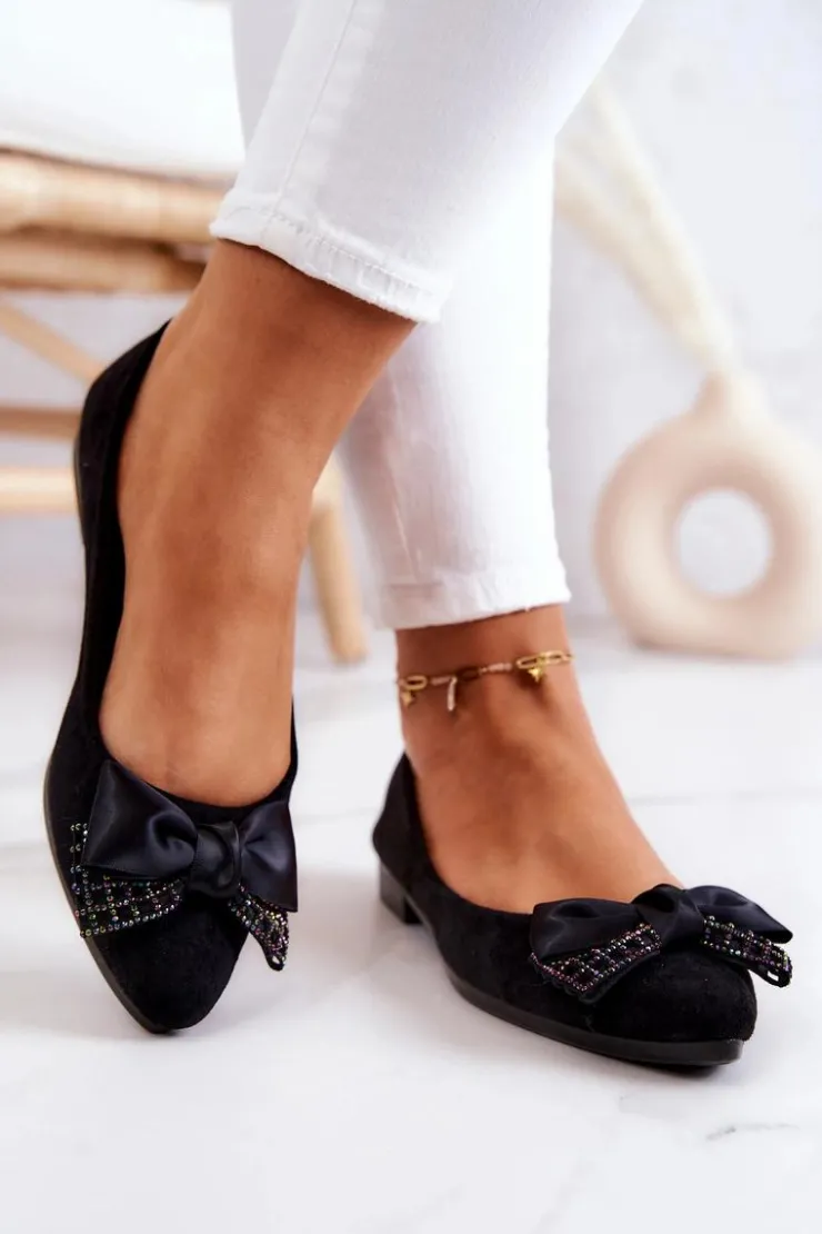 Damskie Evento Klasyczne Baleriny Kokarda Czarne Grayson