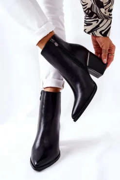 Hot Boto Klasyczne Botki Na Obcasie Czarne Airah