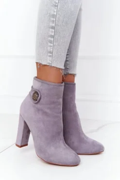 Boto Botki Na Słupku|Czarne Botki*Klasyczne Botki Na Słupku Lu Boo Szare