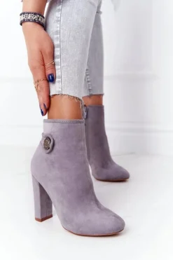 Boto Botki Na Słupku|Czarne Botki*Klasyczne Botki Na Słupku Lu Boo Szare