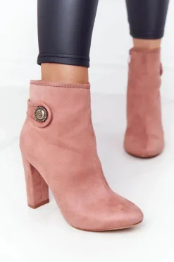 Damskie Boto Klasyczne Botki Na Słupku Lu Boo Różowe