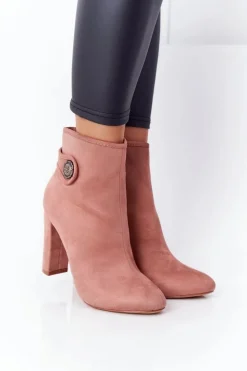 Damskie Boto Klasyczne Botki Na Słupku Lu Boo Różowe