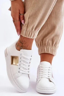 Boto Klasyczne Buty Sportowe Biało-Złote Follow Me