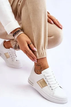 Boto Klasyczne Buty Sportowe Biało-Złote Follow Me