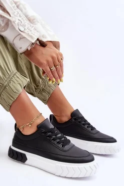 Hot Boto Klasyczne Buty Sportowe Na Platformie Czarno-Białe Nannzie